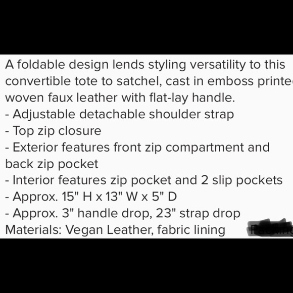 Black- Woven Faux/Vegan Leather Tote. - Picture 6 of 6